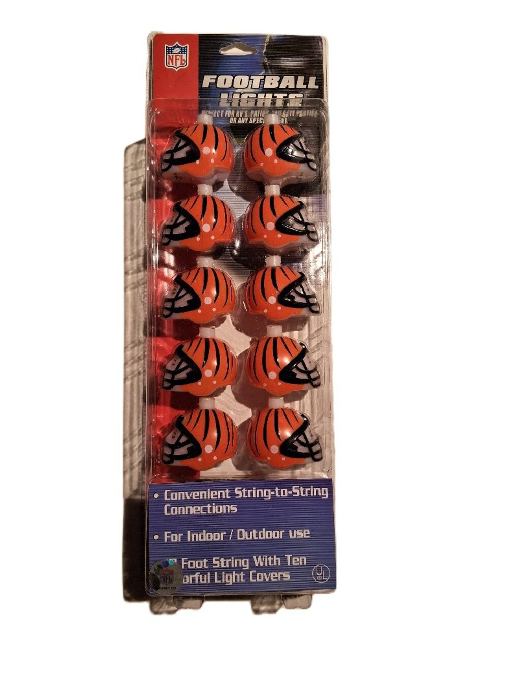 Cincinnati Bengals 10 Helmet String Lights NFL PSG Backyard/Party New/Sealed